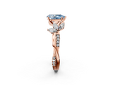 Rose gold Fancy Blue Pear  Diamond Floral Vine Solitaire Engagement Ring_5