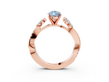 Rose gold Fancy Blue Pear  Diamond Floral Vine Solitaire Engagement Ring_6