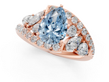 Rose gold Fancy Blue Pear  Diamond Halo Ring with Marquise and Pavé Band in Prong Setting_69