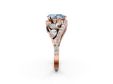 Rose gold Fancy Blue Pear  Diamond Halo Ring with Marquise and Pavé Band in Prong Setting_70