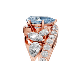 Rose gold Fancy Blue Pear  Diamond Halo Ring with Marquise and Pavé Band in Prong Setting_73