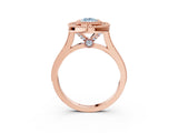 Rose gold Fancy Blue Pear  Diamond Halo Ring with Milgrain Frame and Pavé Band 3