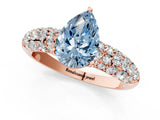 Rose gold Fancy Blue Pear  Diamond Pavé Band Solitaire Ring with Four-Prong Setting_49
