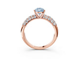 Rose gold Fancy Blue Pear  Diamond Pavé Band Solitaire Ring with Four-Prong Setting_51