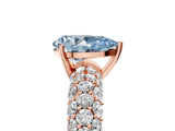 Rose gold Fancy Blue Pear  Diamond Pavé Band Solitaire Ring with Four-Prong Setting_53
