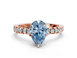 Rose gold Fancy Blue Pear  Diamond Pavé Band Solitaire with Four-Prong Setting_214