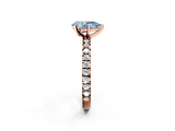 Rose gold Fancy Blue Pear  Diamond Pavé Band Solitaire with Four-Prong Setting_216