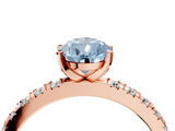Rose gold Fancy Blue Pear  Diamond Pavé Band Solitaire with Four-Prong Setting_218