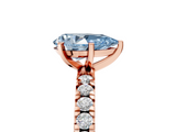Rose gold Fancy Blue Pear  Diamond Pavé Band Solitaire with Four-Prong Setting_219