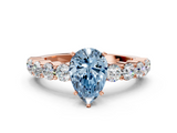 Rose gold Fancy Blue Pear  Diamond Pavé Band Solitaire with Four-Prong Setting_3