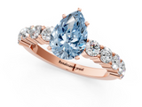 Rose gold Fancy Blue Pear  Diamond Pavé Band Solitaire with Four-Prong Setting_4