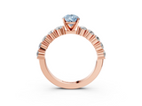 Rose gold Fancy Blue Pear  Diamond Pavé Band Solitaire with Four-Prong Setting_6