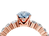 Rose gold Fancy Blue Pear  Diamond Pavé Band Solitaire with Four-Prong Setting_7