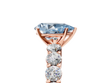 Rose gold Fancy Blue Pear  Diamond Pavé Band Solitaire with Four-Prong Setting_8