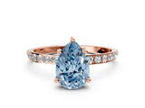 Rose gold Fancy Blue Pear  Diamond Pavé Band with Six-Prong Setting_49
