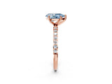 Rose gold Fancy Blue Pear  Diamond Pavé Band with Six-Prong Setting_51