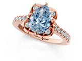 Rose gold Fancy Blue Pear  Diamond Pave Band with Floral Prong Setting_28