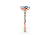 Rose gold Fancy Blue Pear  Diamond Pave Band with Floral Prong Setting_29