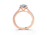 Rose gold Fancy Blue Pear  Diamond Pave Band with Floral Prong Setting_30