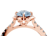 Rose gold Fancy Blue Pear  Diamond Pave Band with Floral Prong Setting_31