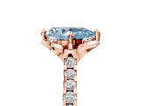 Rose gold Fancy Blue Pear  Diamond Pave Band with Floral Prong Setting_32