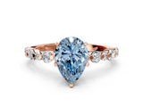 Rose gold Fancy Blue Pear  Diamond Prong Set Engagement Ring with Pave Band_204