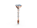 Rose gold Fancy Blue Pear  Diamond Prong Set Engagement Ring with Pave Band_206