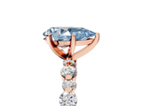 Rose gold Fancy Blue Pear  Diamond Prong Set Engagement Ring with Pave Band_209