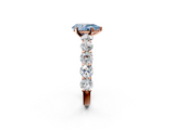 Rose gold Fancy Blue Pear  Diamond Prong Setting with Side Stones on a Pave Band_138