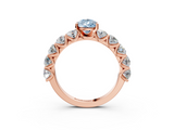 Rose gold Fancy Blue Pear  Diamond Prong Setting with Side Stones on a Pave Band_139
