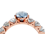 Rose gold Fancy Blue Pear  Diamond Prong Setting with Side Stones on a Pave Band_140