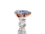 Rose gold Fancy Blue Pear  Diamond Prong Setting with Side Stones on a Pave Band_141
