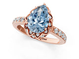 Rose gold Fancy Blue Pear  Diamond Solitaire Ring with Shared Prong Pavé Band_54