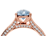 Rose gold Fancy Blue Pear  Diamond Solitaire with Pave Band and Six-Prong Setting_24