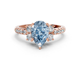 Rose gold Fancy Blue Pear  Diamond Three-Stone Pave Band with Four-Prong Setting_20