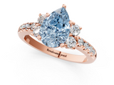 Rose gold Fancy Blue Pear  Diamond Three-Stone Pave Band with Four-Prong Setting_21