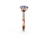 Rose gold Fancy Blue Pear  Diamond Three-Stone Pave Band with Four-Prong Setting_22