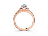 Rose gold Fancy Blue Pear  Diamond Three-Stone Pave Band with Four-Prong Setting_23