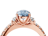 Rose gold Fancy Blue Pear  Diamond Three-Stone Pave Band with Four-Prong Setting_24