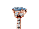 Rose gold Fancy Blue Pear  Diamond Three-Stone Pave Band with Four-Prong Setting_25