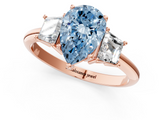 Rose gold Fancy Blue Pear  Diamond Three-Stone Ring with Trapezoid Side Stones and Prong Setting_18