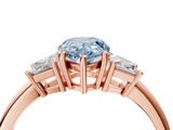 Rose gold Fancy Blue Pear  Diamond Three-Stone Ring with Trapezoid Side Stones and Prong Setting_21