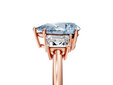 Rose gold Fancy Blue Pear  Diamond Three-Stone Ring with Trapezoid Side Stones and Prong Setting_22