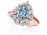 Rose gold Fancy Blue Pear  Halo Cluster Diamond Engagement Ring with Prong Setting and Polished Band_21