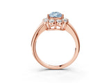 Rose gold Fancy Blue Pear  Halo Cluster Diamond Engagement Ring with Prong Setting and Polished Band_23