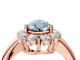 Rose gold Fancy Blue Pear  Halo Cluster Diamond Engagement Ring with Prong Setting and Polished Band_24