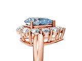 Rose gold Fancy Blue Pear  Halo Cluster Diamond Engagement Ring with Prong Setting and Polished Band_25