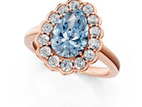 Rose gold Fancy Blue Pear  Halo Cluster Diamond Engagement Ring with Solitaire Band and Prong Setting_50