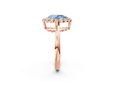 Rose gold Fancy Blue Pear  Halo Cluster Diamond Engagement Ring with Solitaire Band and Prong Setting_51