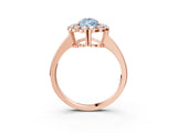 Rose gold Fancy Blue Pear  Halo Cluster Diamond Engagement Ring with Solitaire Band and Prong Setting_52